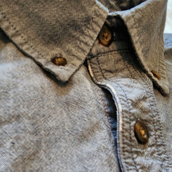 Carhartt S Loose Fit 104369-400 Denim Blue Chambray Work Shirt 100% Cotton - Picture 6 of 11